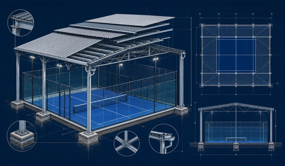 roofed padel court